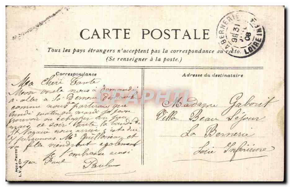 CPA Vichy L'Hotel de Ville — Verso