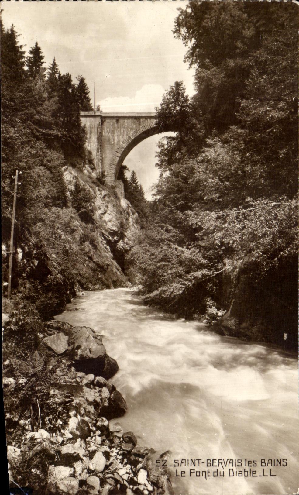 Cartolina d'epoca Ponte del Diavolo a Saint Gervais les Bains