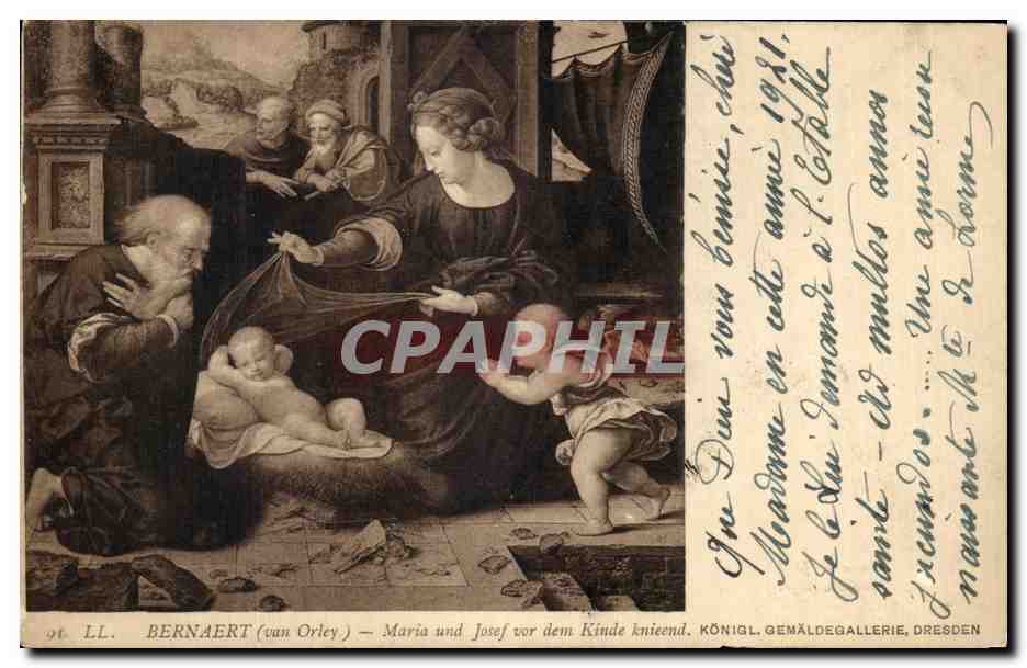 CPA Bernaert maria und Josef vor dem Kinde Dresden 
