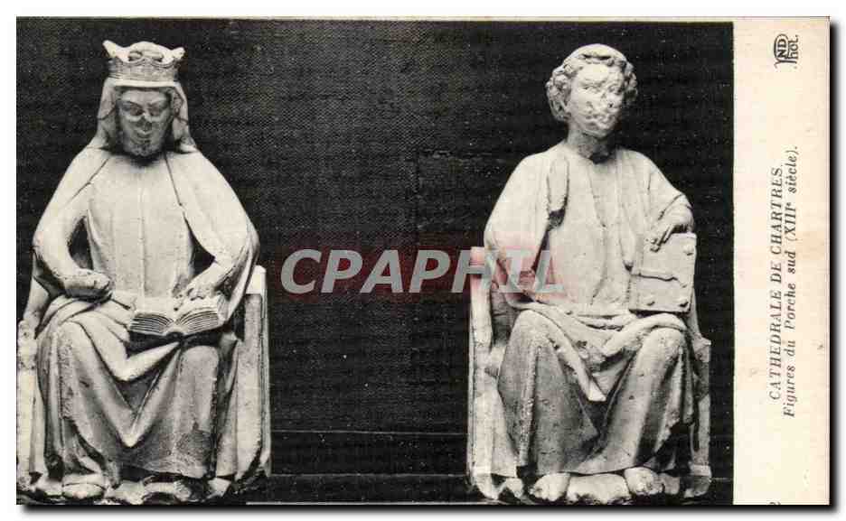 CPA Cathedrale De Chartres Figures du Porche sud