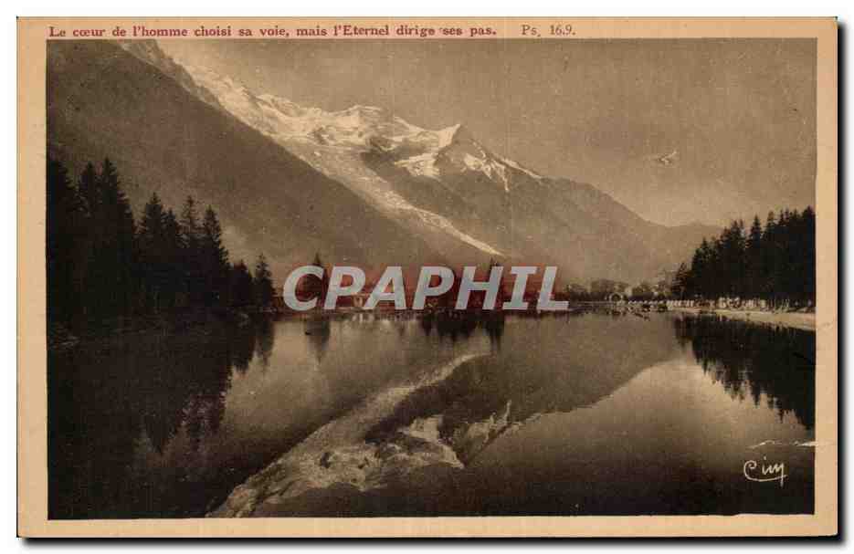 CPA Le Coeur de I'Homme choisi sa voie mais I'Eternel dirige ses pas Alpes