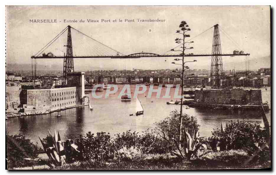 CPA Marseille Entree du Vieux Port et le Pont Transbordeur