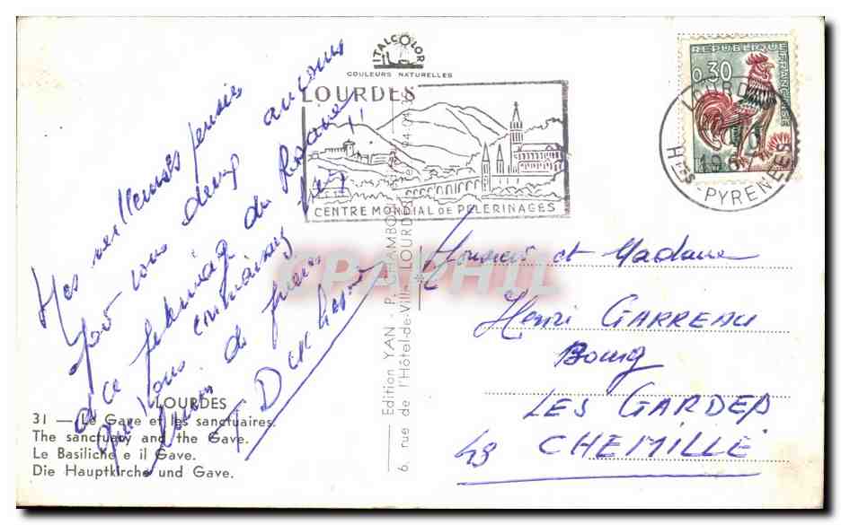 CPA Lourdes Le Gave et les Sanctuaires  — Verso