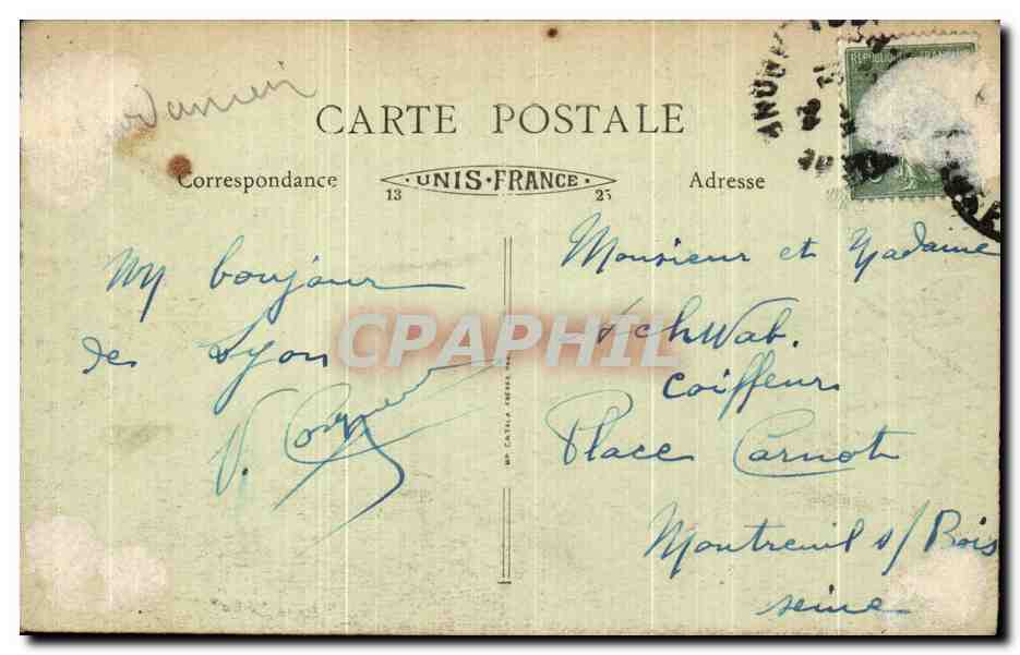 CPA Lyon Le Coteau de Fourviere — Verso