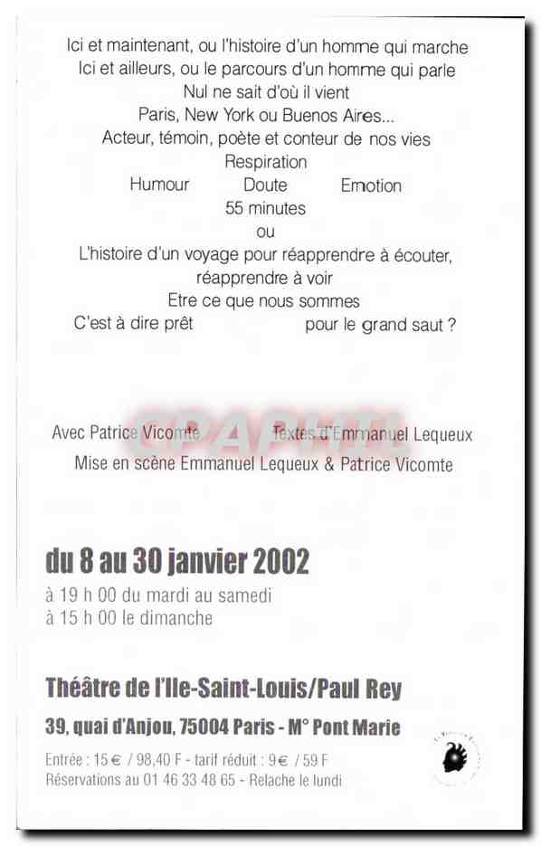 Tu n'es pas encore prêt pour ton jour de chance en enfer — spectacle 'Ici et ailleurs' — Théâtre de l'Île-Saint-Louis — Verso