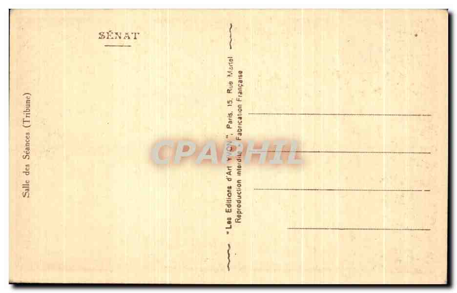 CPA Paris Senat Salle des seances — Rückseite