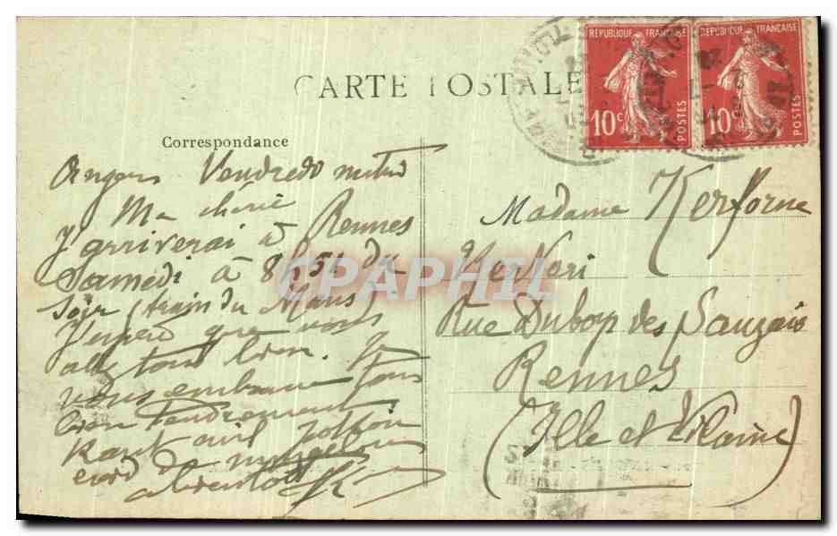 CPA Angers Rene et Le Chateau Charette Cheval — Rückseite