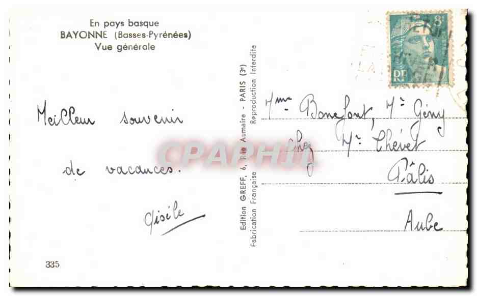 CPA En Pays Basque Bayonne Vue Generale — Verso