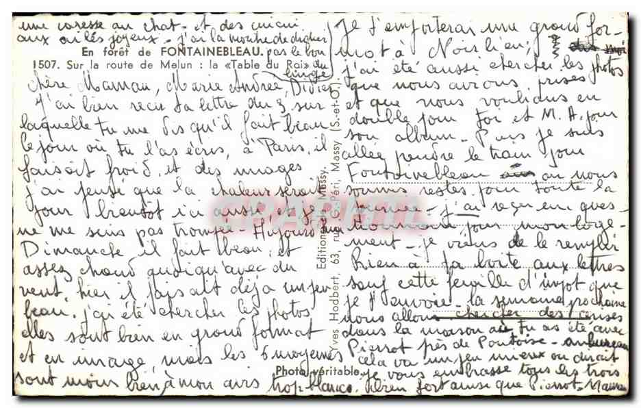 CPA En Foret De Fontainebleau Sur La Route De Melun La Table Du Rai — Verso