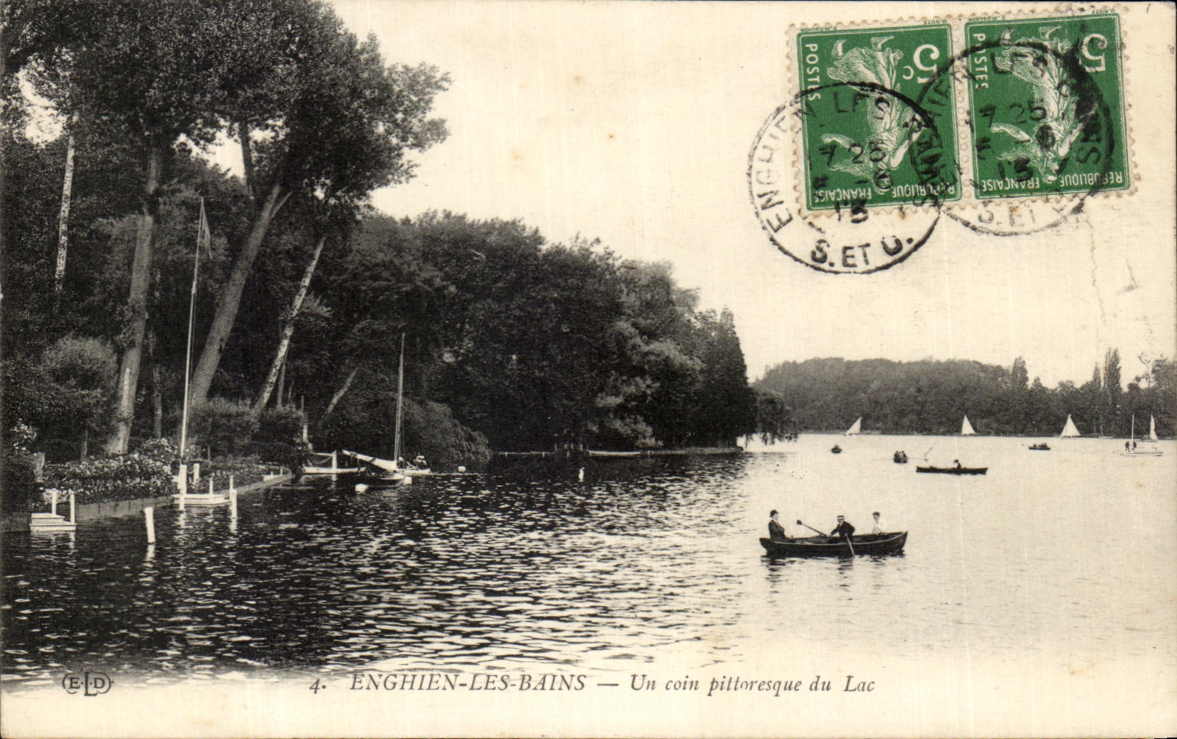 CPA Enghien Les Bains Un Coin Pittoresque Du Lac