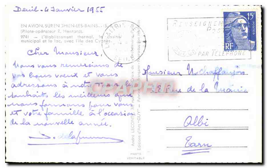 CPA En Avion Sur Enghien Les Bains — Verso