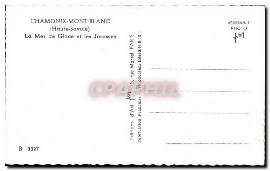 CPA Chamonix Mont blanc La Mer De Glace Et Les Jorasses — Verso