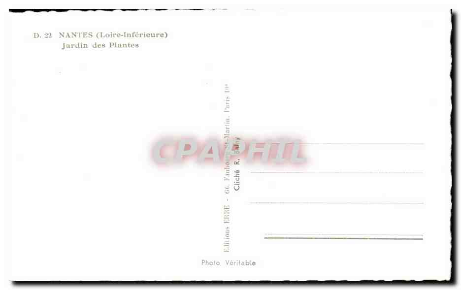 CPSM Nantes Jardin Des Plantes — Verso