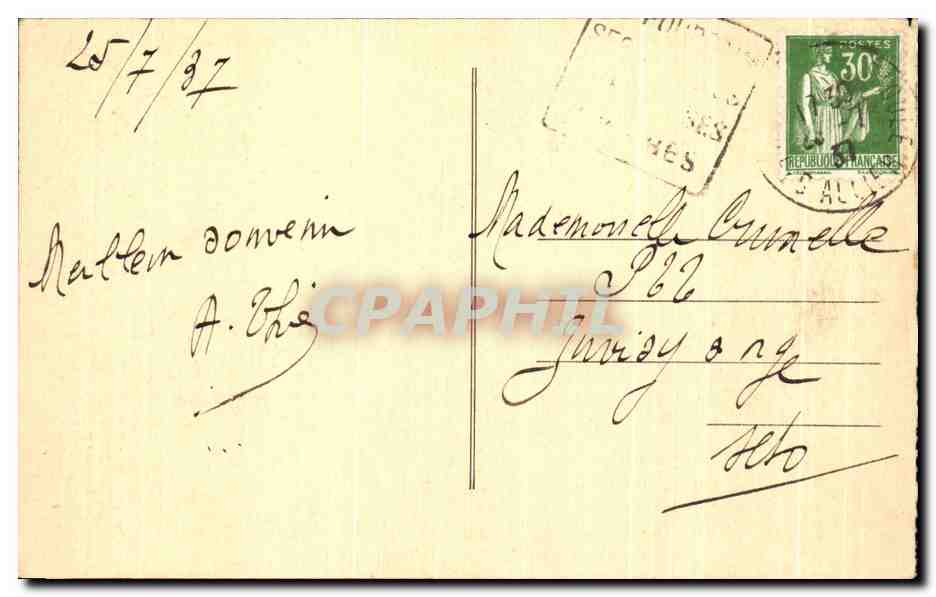 CPA Vichy Le Parc Les Galeries Couvertes — Verso