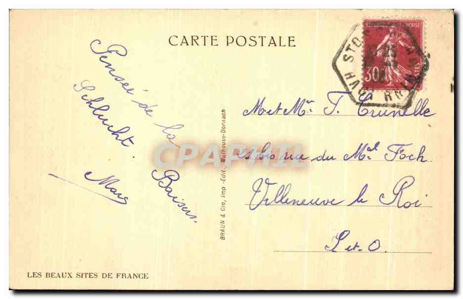 Vallée des lacs de Retournemer et Longemer — éditeur BRAUN & Cie, n° 15717 c — Verso