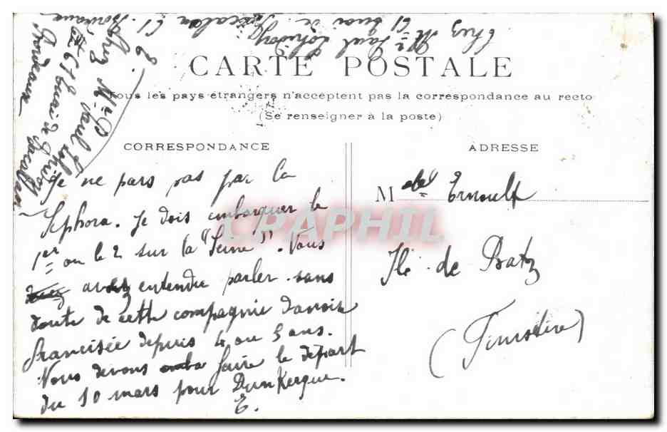 CPA Bordeaux Hotel de Ville — Verso