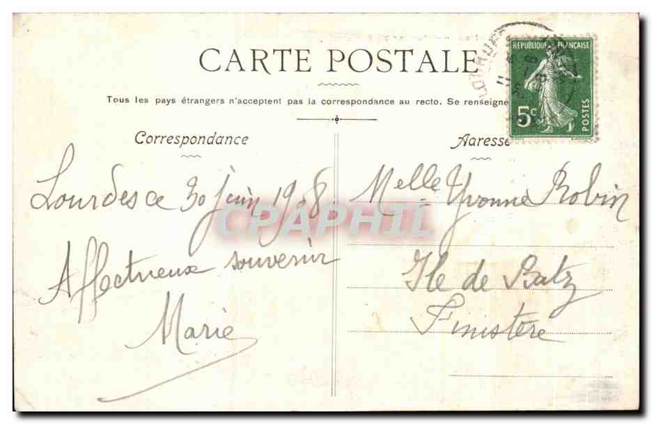 Lourdes — Vue de la Basilique — Clat, n°3 — Verso