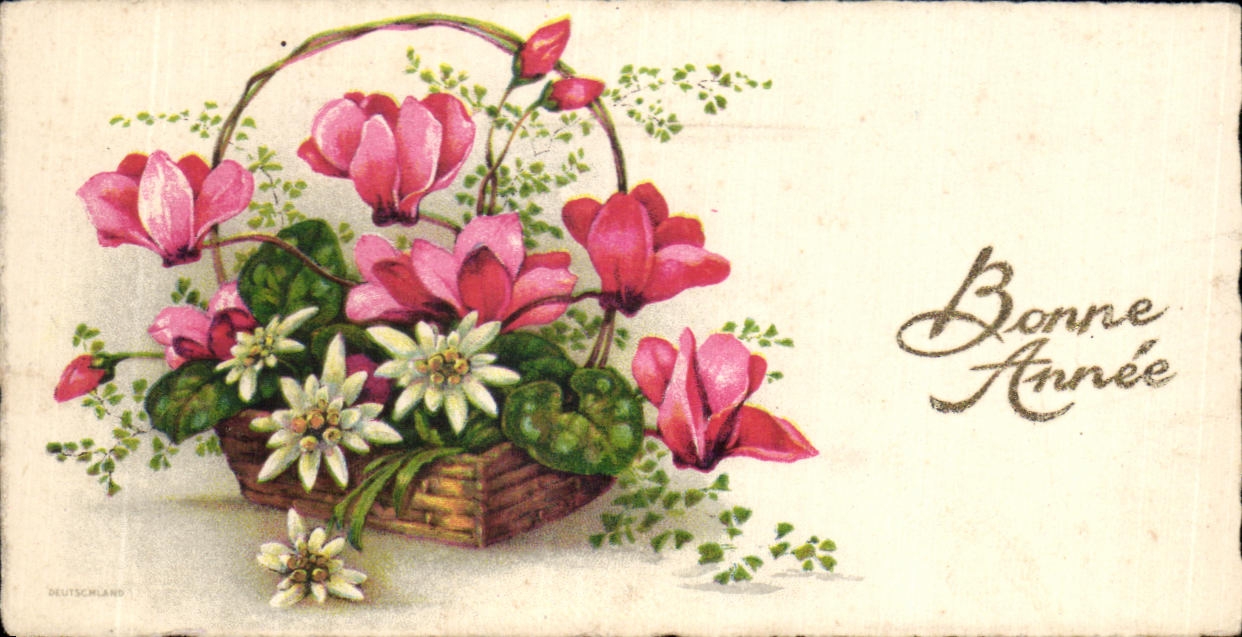 CPA Bonne Annee Fleurs