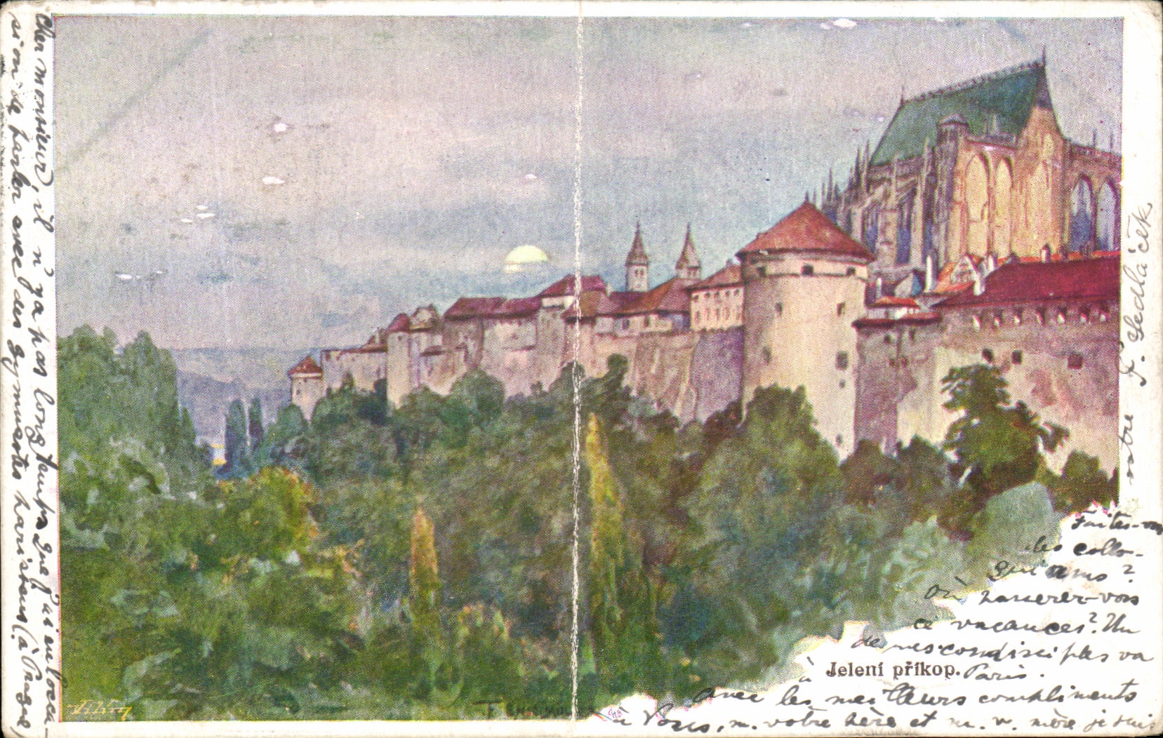 Prague — vue du château de Prague — éditeur F. Chodounský, série I