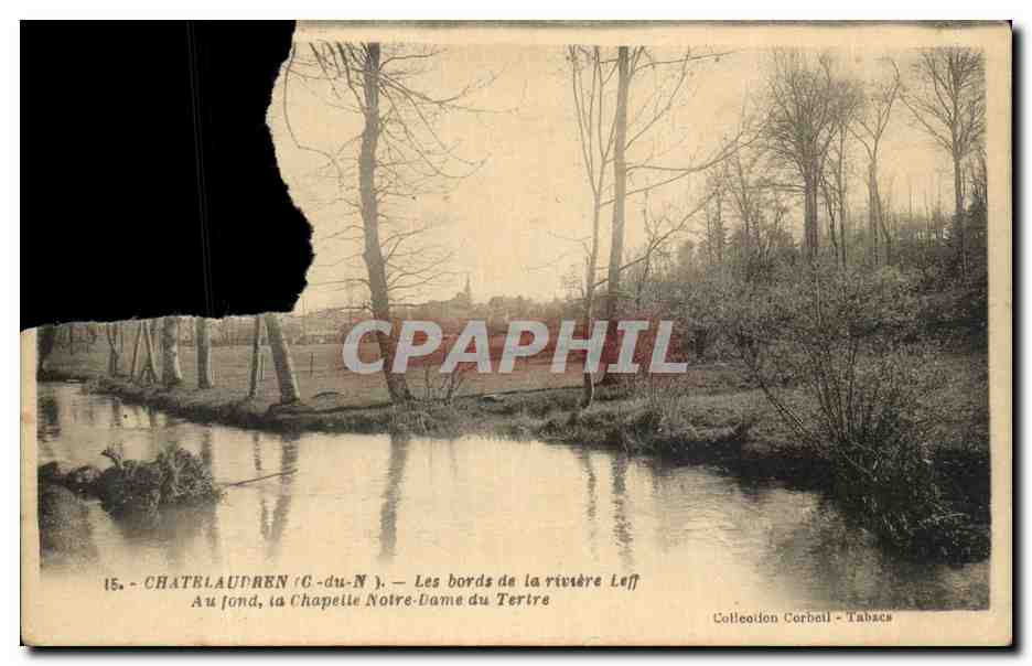 CPA Chatelaudren Les Bords de la Riviere LeffAu fond la Chapelle Notre Dame du Tertre
