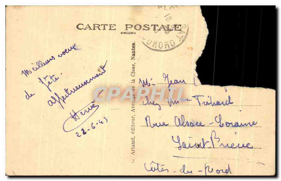 CPA Chatelaudren Les Bords de la Riviere LeffAu fond la Chapelle Notre Dame du Tertre — Verso