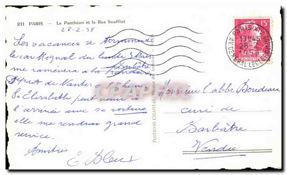 CPA Paris Le Pantheon et le Rue Souffiot — Rückseite