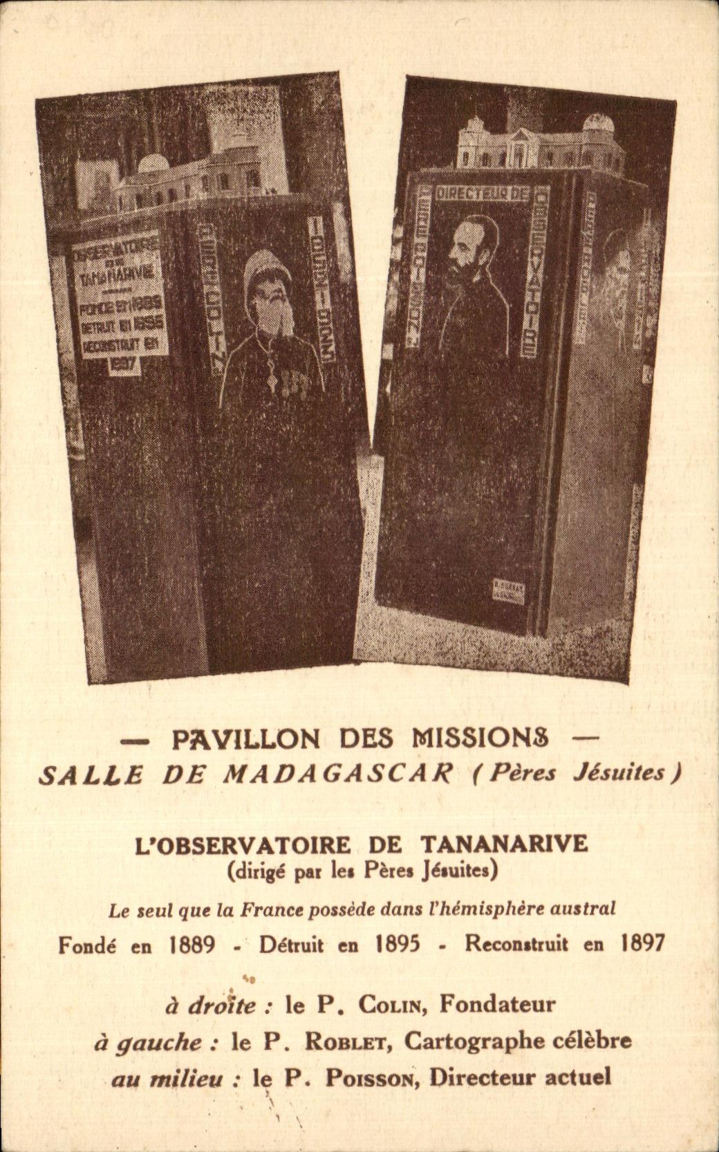 CPA Pavillon Des Missions Salle De Madagascar Peres Jesuites Observatoire de Tananarive Avenue de Breteuil Paris 