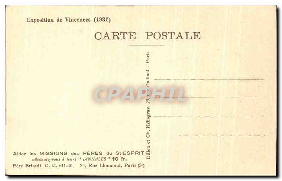 CPA Salle De L'Afrique Equatoriale Francaise Vitrine d'art Chretine  — Verso