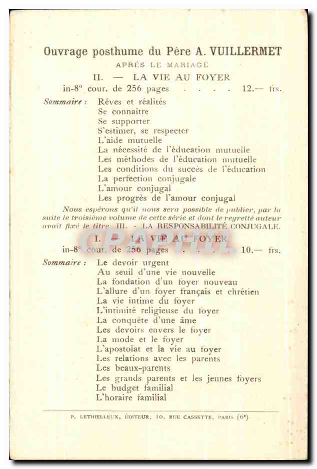 CPA Antonin Vuillermet Des Freres Precheurs Predicateur generale — Rückseite