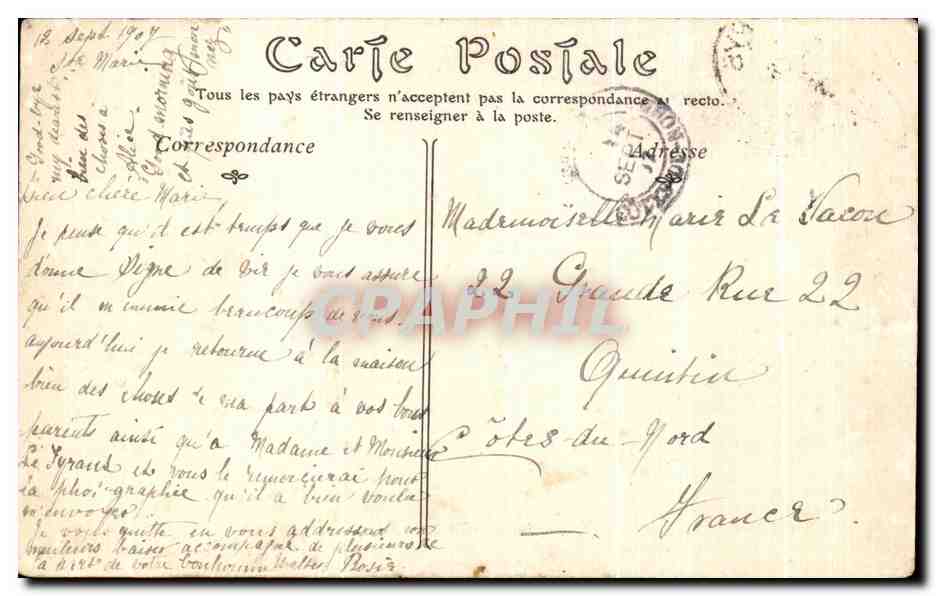 CPA Island Of Jersey Greve De Lecq — Rückseite