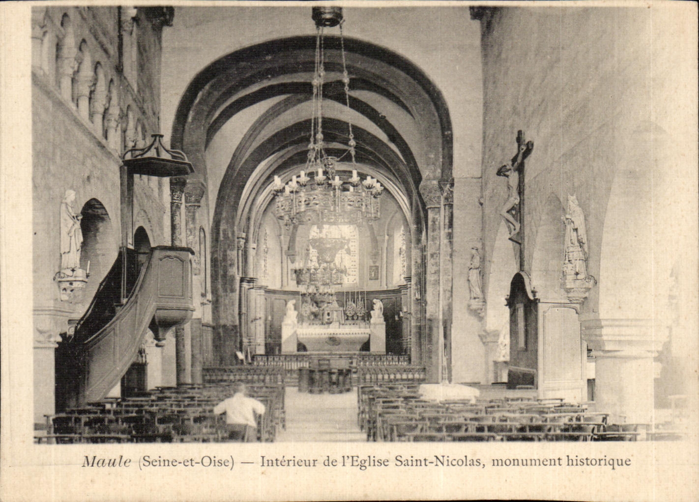 CPA Maule Interieur De L'Eglise Saint Nicolas Monument