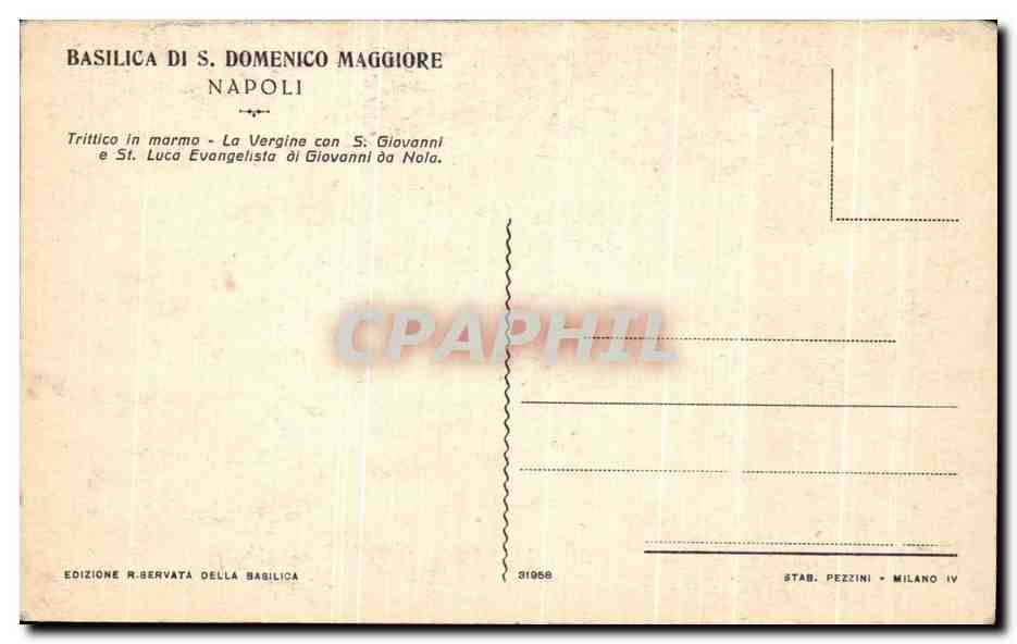 CPA Basilica Domenico Maggiore Trittoca In Marmo Napoli — Verso