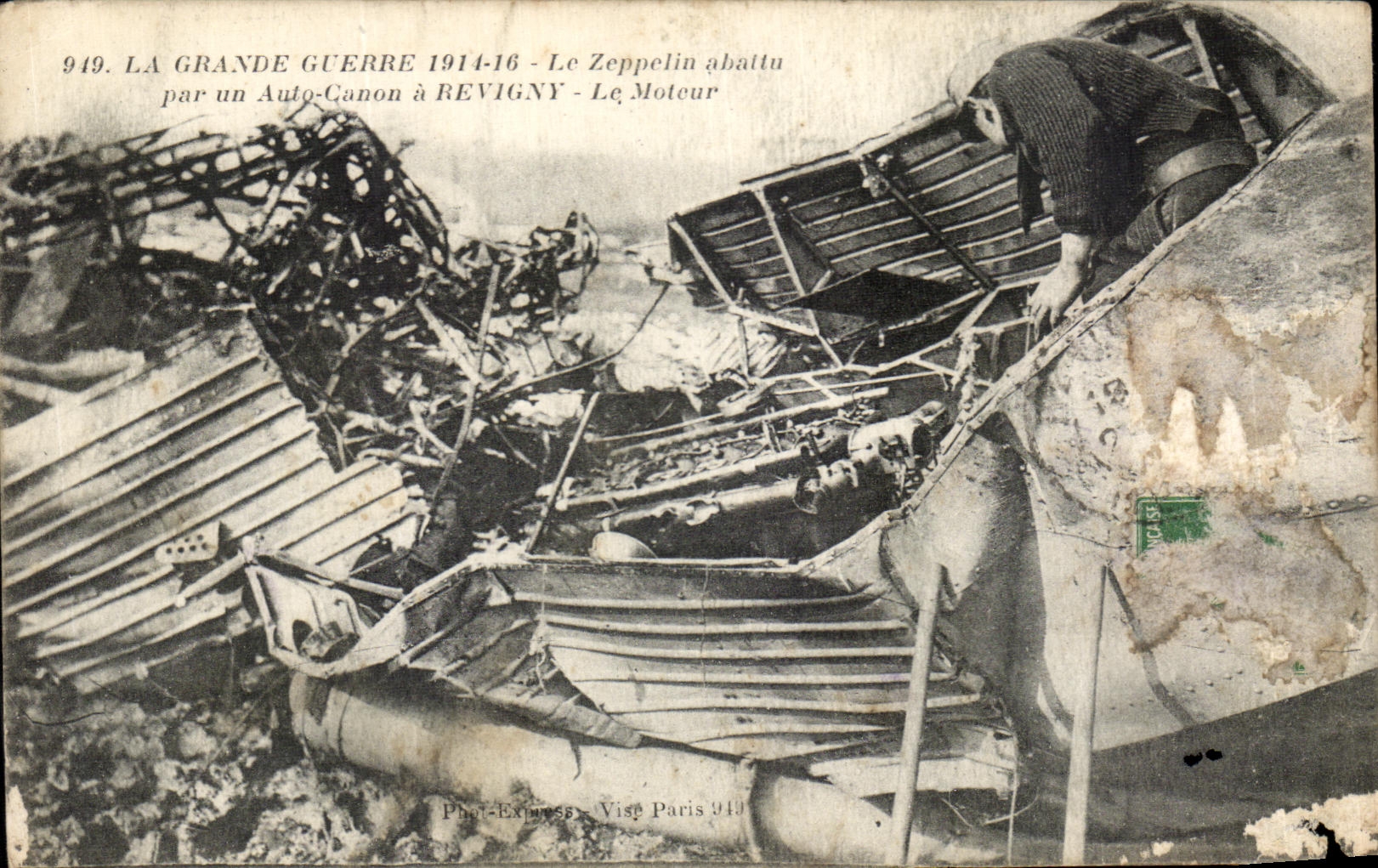Zeppelin abattu à Revigny — La Grande Guerre 1914-16 — Phot-Express, Paris 949