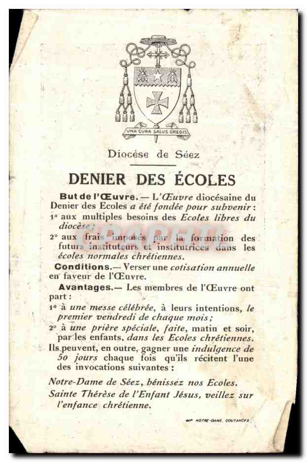 Image pieuse Saint Jeanne d'Arc Dioces de Seez — Verso