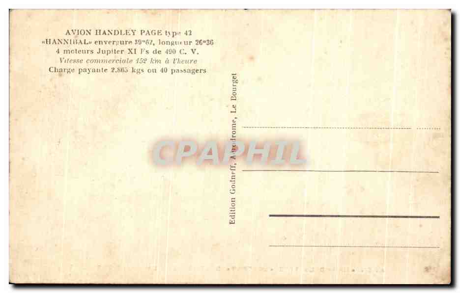 CPA Avion Hannibal Type Eastern Destine Pour La Route Des Indes — Rückseite