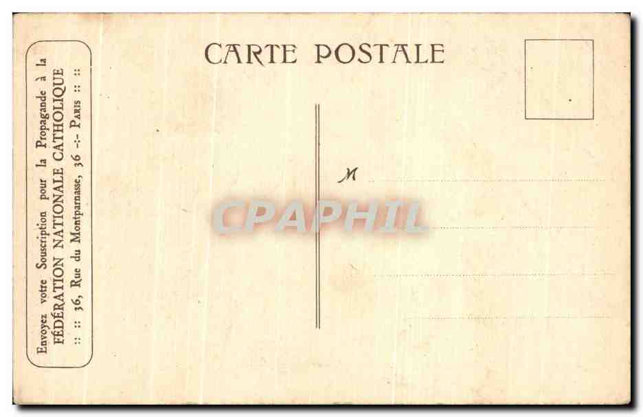 CPA Federation Nationale Catholique Rue Montparnasse Paris — Verso
