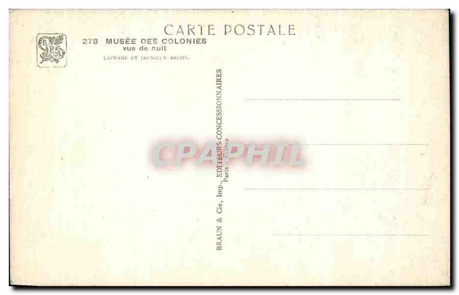 CPA Musee Des Colonies Vue De Nuit Paris  — Rückseite