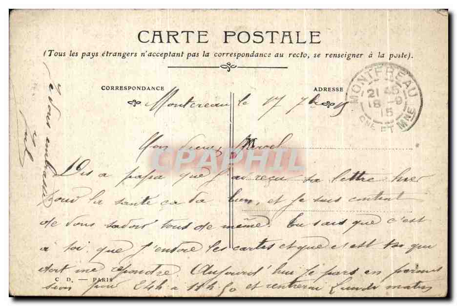 CPA La Marche a I'Abime Jos Empain Militaria  — Verso