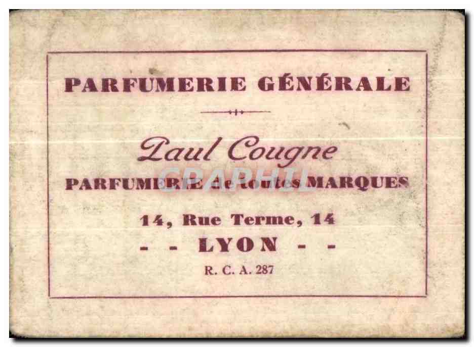 Carte de visite Paul Cougne Rue Terme lyon Le Parfumeur Provencal Paris Grasse Namiko — Rückseite