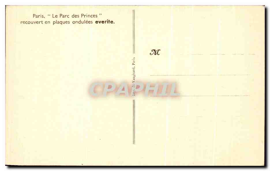 CPA Paris Le Parc Des Princes Recouvert En Plaques Ondulees Everite Football — Rückseite