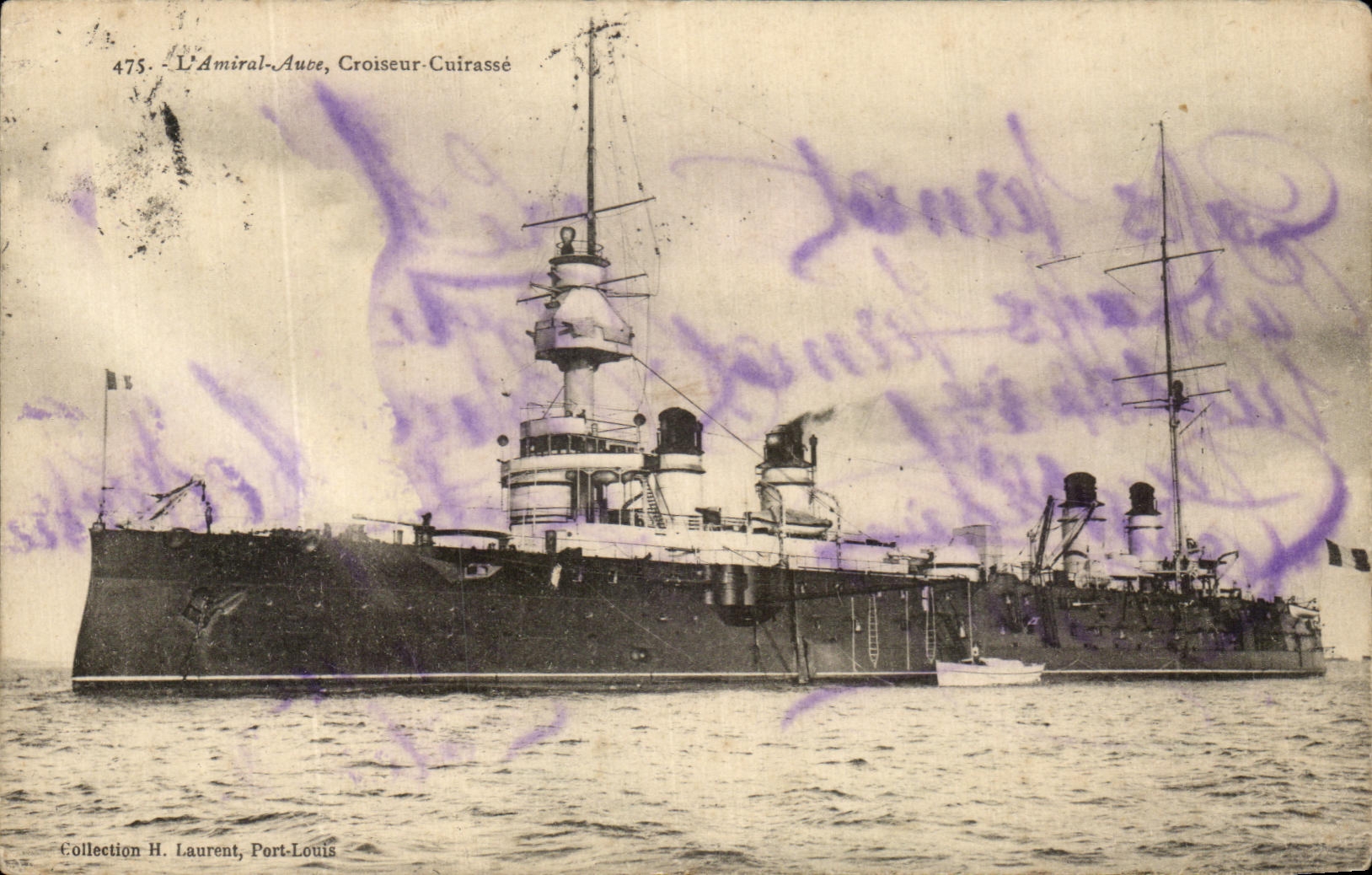 CPA L'Amiral Auve Croiseur Cuirasse Bateau