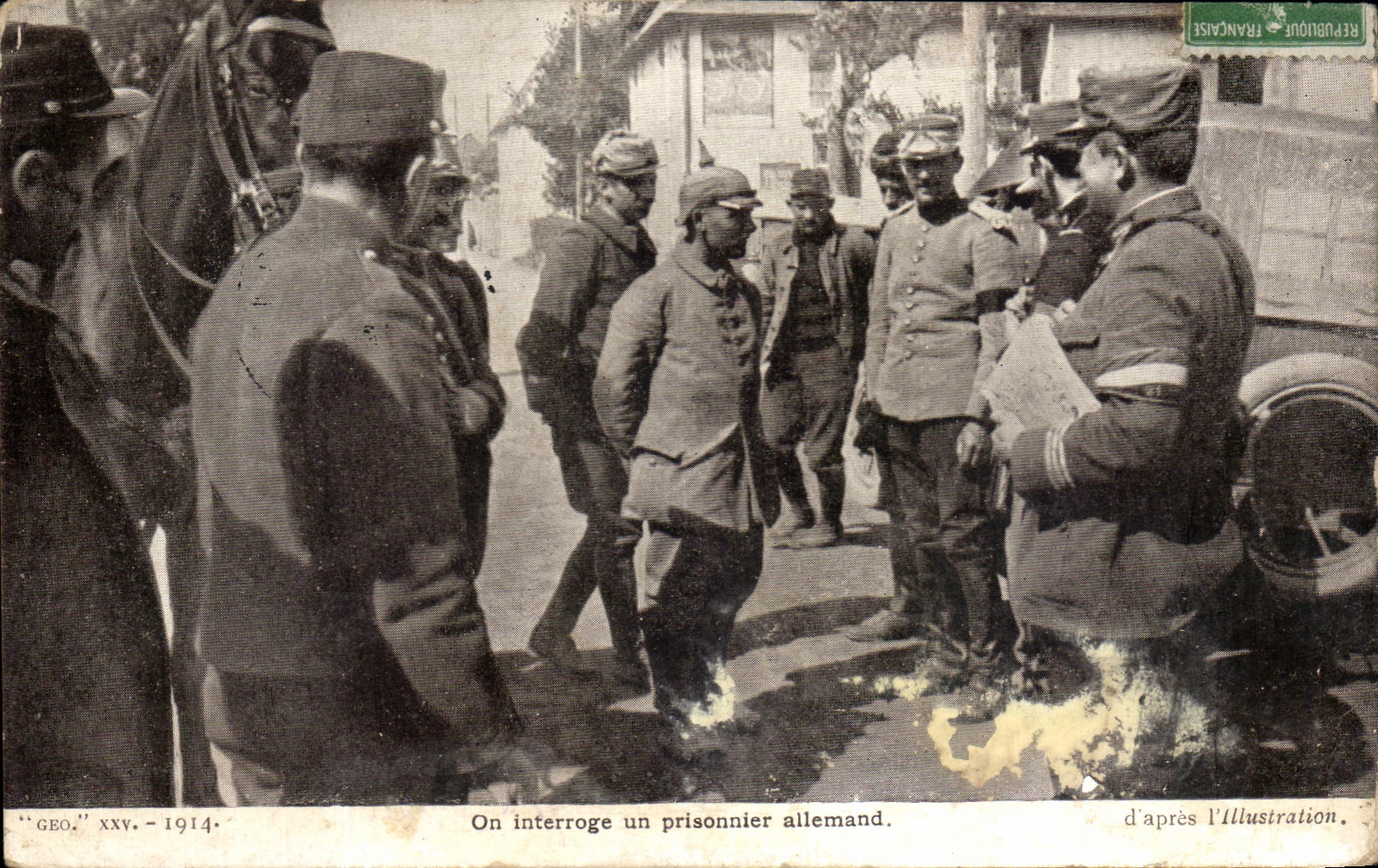 Interrogatoire d'un prisonnier allemand — 'GEO.' XXV. - 1914 — d'après L'Illustration