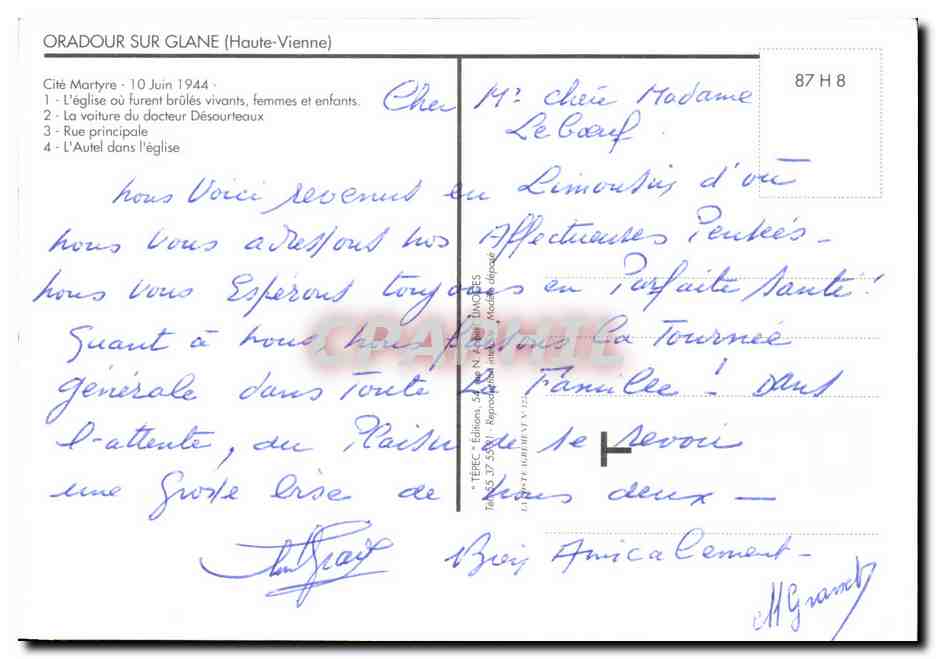 CPAM Cite martyre Oradour Sur Glane Militaria — Verso