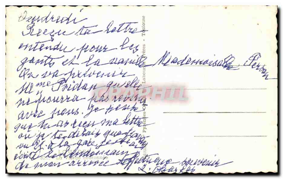 CPA J'ai Prie Pour Vous Aux Pieds de Marie Lourdes  — Verso