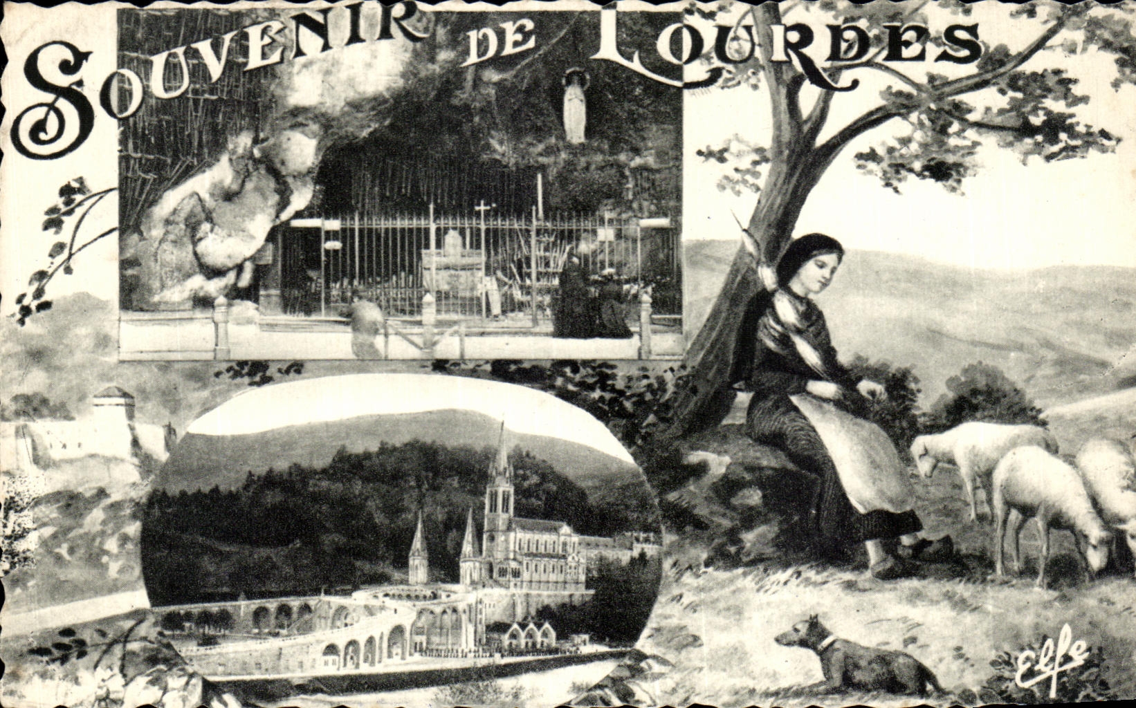 CPA Souvenir De Lourdes Sainte Bernadette gardant les moutons a Bartres
