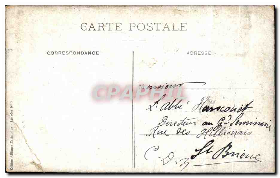 CPA Lourdes Les sanctuaires — Verso
