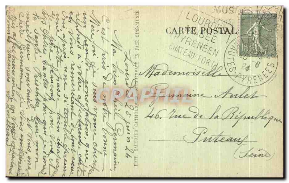 CPA Lourdes La Basilique Et La Chaine Des Pyrenees — Verso