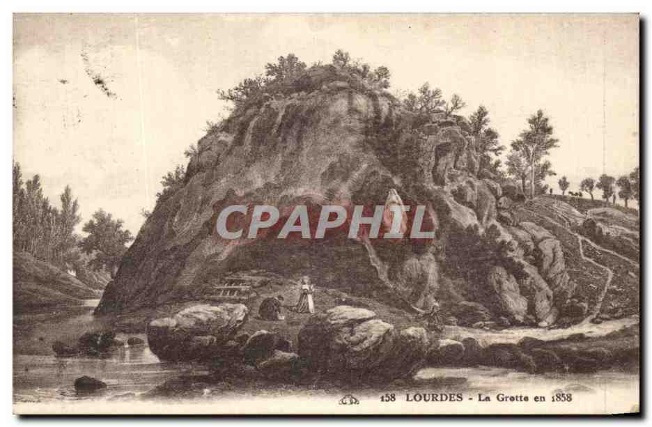 CPA Lourdes La Grotte en 1858