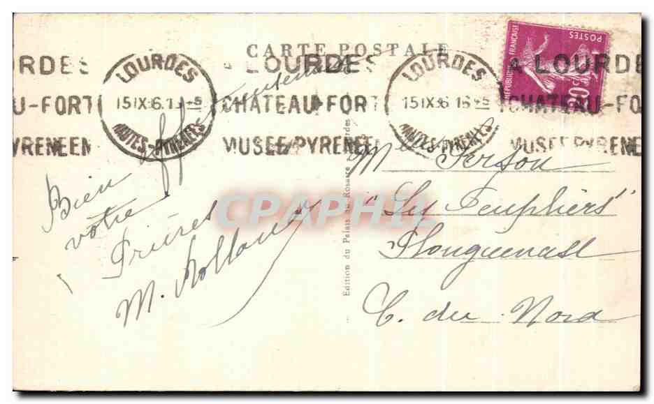 CPA Lourdes Maison Paternelle de Bernadette Soubirous — Verso