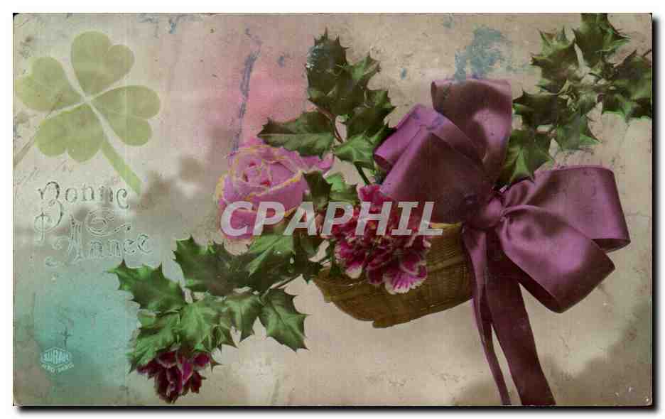 CPA Fantaisie Fleurs Bonne Aanee - Recto